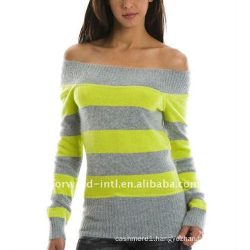 women's strapless cashmere jumper (stripe pattern)